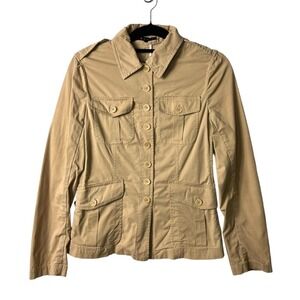 Theory Womens Tan Khaki Military Utility Safari Jacket Size 6‎ Made in USA